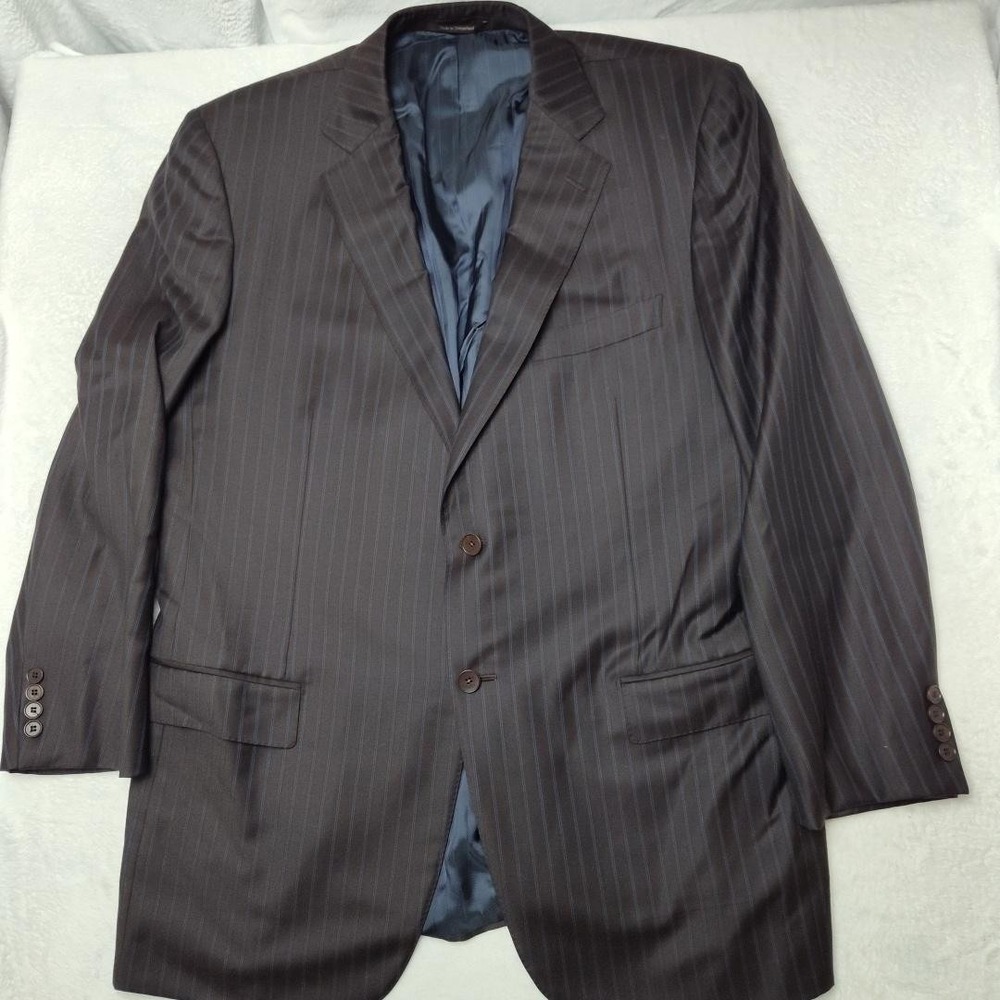 Ermenegildo Zegna Trofeo Suit Jacket Mens 48R Blue Striped 2 Button Blazer Work